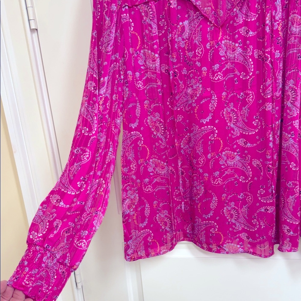 Vibrant Pink Paisley Blouse - Picture 4 of 13